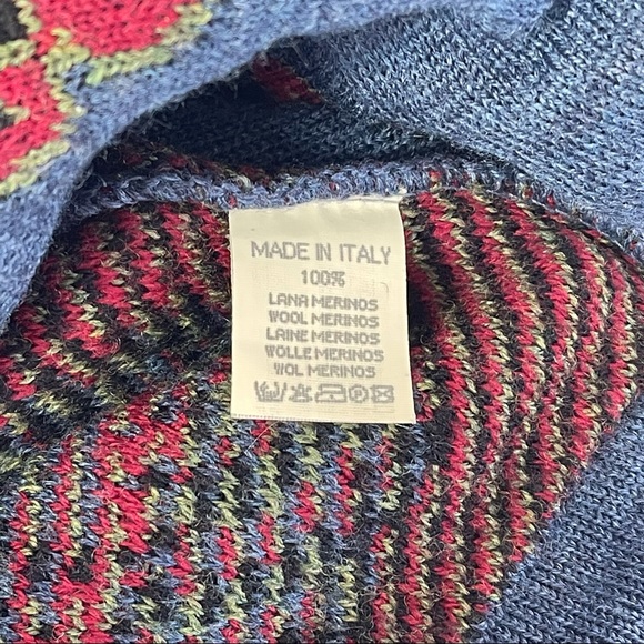 Oliver By Valentino Vintage Blue Paisley/Floral Unisex Sweater Size Large - Picture 11 of 15